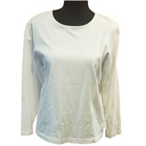 Eddie Bauer Women's 3/4 Sleeve White‎ Pullover Cotton Top Petite Small